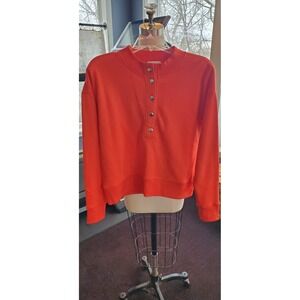 EVEREVE Orange Red Long Sleeve Henley Sweatshirt Women's XS